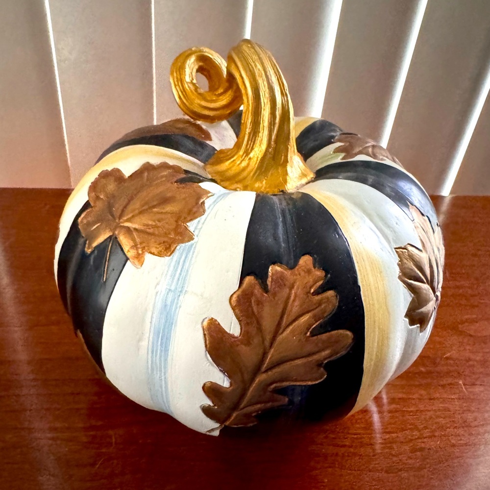 Mackenzie Childs Falling Leaves Squashed Pumpkin